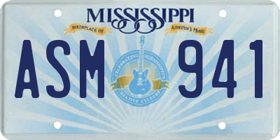 MS license plate ASM941