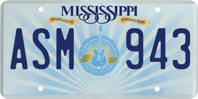 MS license plate ASM943
