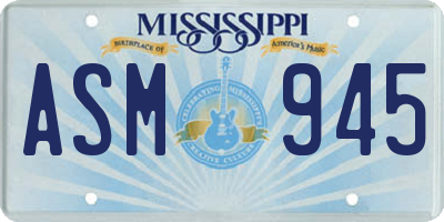 MS license plate ASM945
