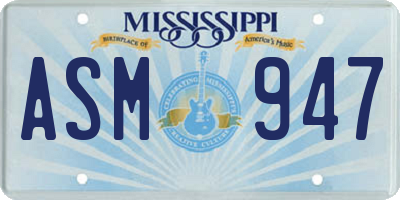 MS license plate ASM947