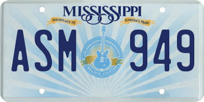 MS license plate ASM949