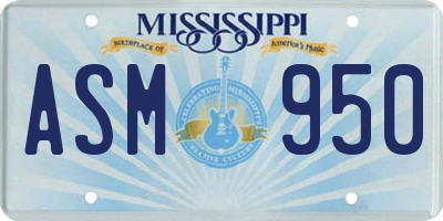 MS license plate ASM950