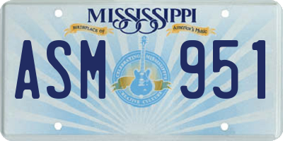 MS license plate ASM951
