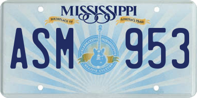 MS license plate ASM953
