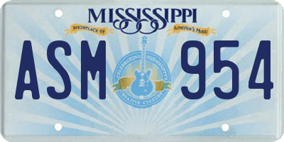 MS license plate ASM954