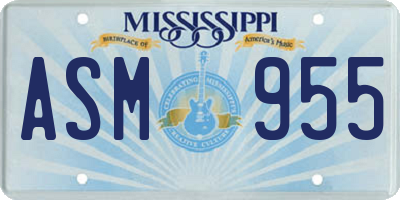 MS license plate ASM955