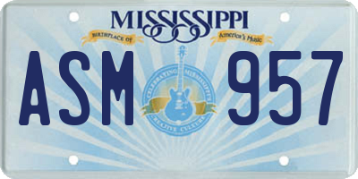 MS license plate ASM957