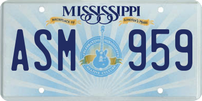 MS license plate ASM959