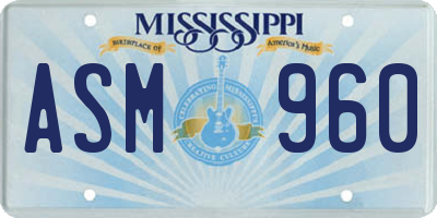 MS license plate ASM960