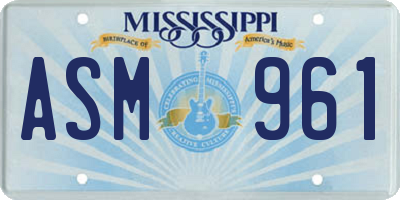 MS license plate ASM961