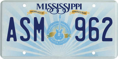 MS license plate ASM962