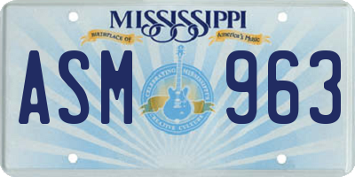 MS license plate ASM963