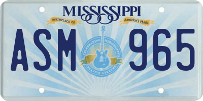 MS license plate ASM965