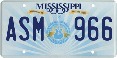 MS license plate ASM966