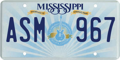 MS license plate ASM967