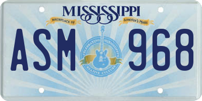 MS license plate ASM968