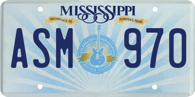 MS license plate ASM970