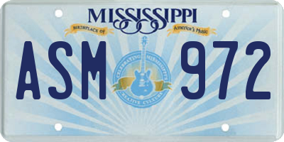 MS license plate ASM972