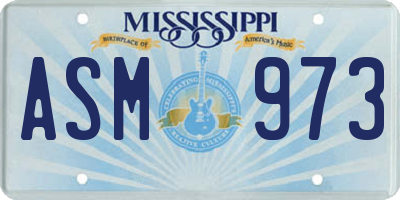 MS license plate ASM973