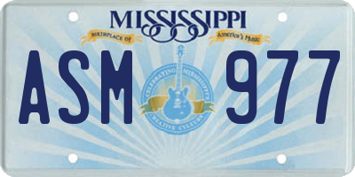 MS license plate ASM977
