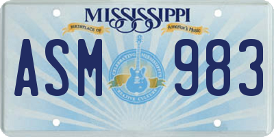 MS license plate ASM983