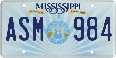 MS license plate ASM984