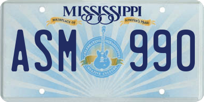 MS license plate ASM990