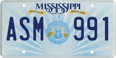 MS license plate ASM991