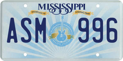 MS license plate ASM996