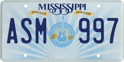 MS license plate ASM997
