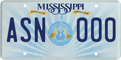 MS license plate ASN000