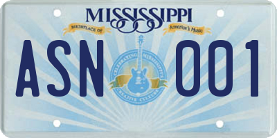 MS license plate ASN001