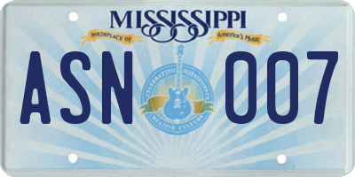 MS license plate ASN007