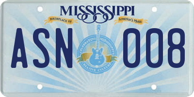 MS license plate ASN008