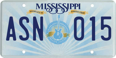 MS license plate ASN015