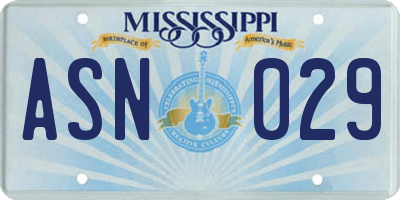 MS license plate ASN029