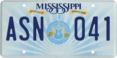 MS license plate ASN041