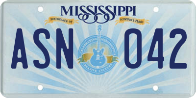 MS license plate ASN042
