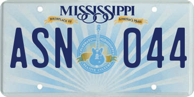 MS license plate ASN044