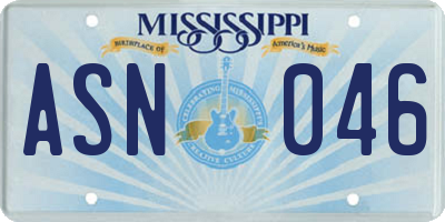 MS license plate ASN046
