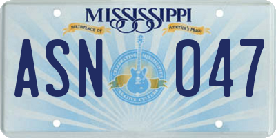 MS license plate ASN047