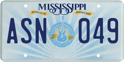MS license plate ASN049