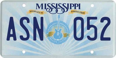 MS license plate ASN052