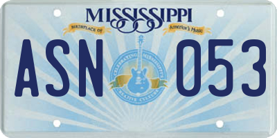MS license plate ASN053
