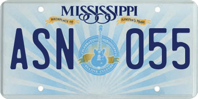 MS license plate ASN055