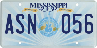 MS license plate ASN056