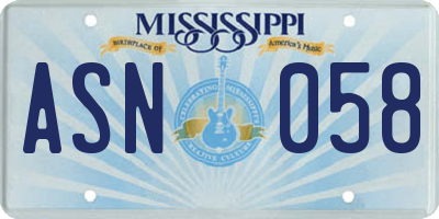MS license plate ASN058