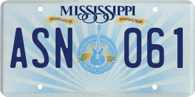 MS license plate ASN061