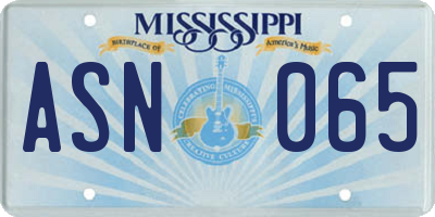MS license plate ASN065