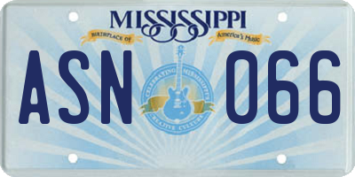 MS license plate ASN066